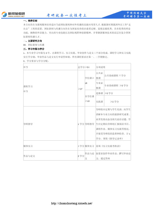 中国传媒大学新闻与传播硕士研究生培养方案