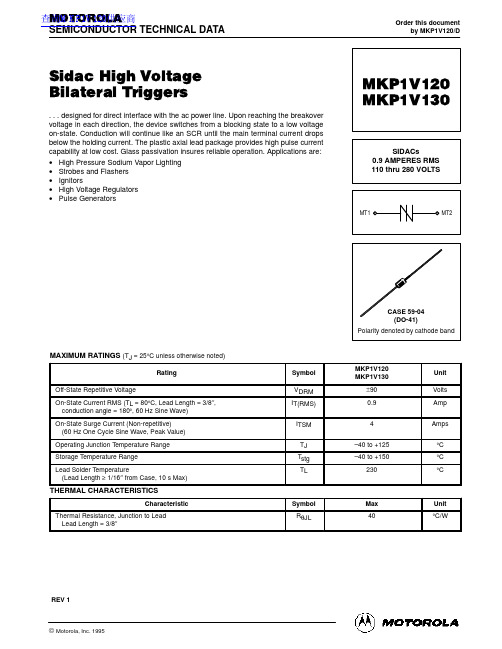 MOTOROLA MKP1V120 MKP1V130 数据手册