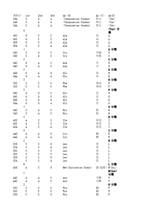 密码子表