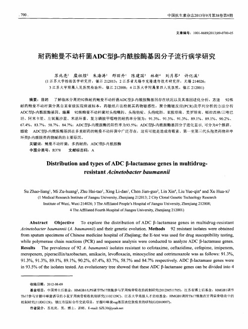 耐药鲍曼不动杆菌ADC型β-内酰胺酶基因分子流行病学研究