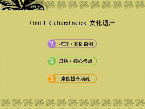 高中英语 Unit 1 Cultural relics全程复习课件 新人教版必修2