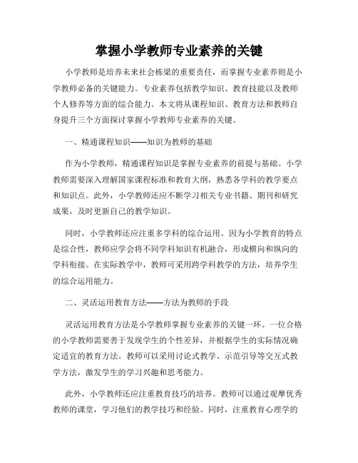 掌握小学教师专业素养的关键