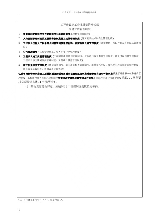 施工企业GB50430审核检查表