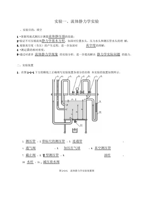 流体静力学中国石油大学流体力学实验报告