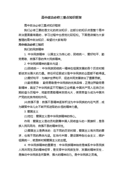 高中政治必修三重点知识框架