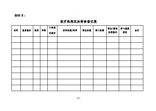 医疗机构双向转诊登记表