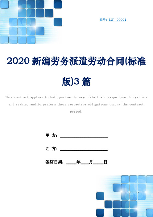 2020新编劳务派遣劳动合同(标准版)3篇