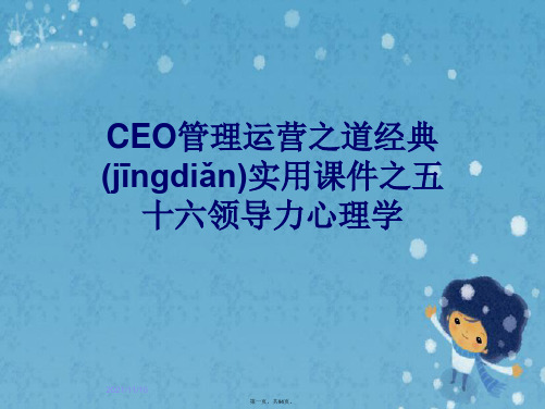 CEO管理运营之道经典实用课件之五十六领导力心理学