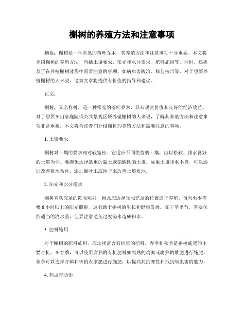 槲树的养殖方法和注意事项