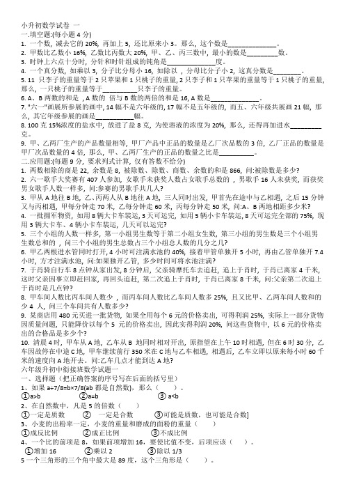 小学六年级总复习小升初数学试卷 一