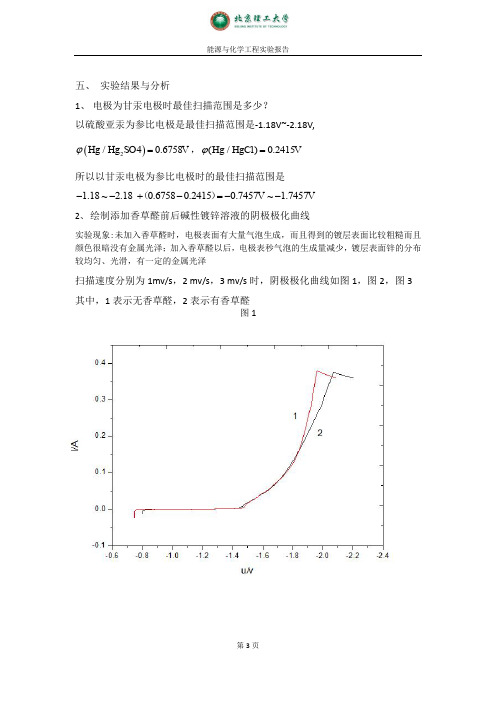 香草醛阴极极化曲线测定实验报告