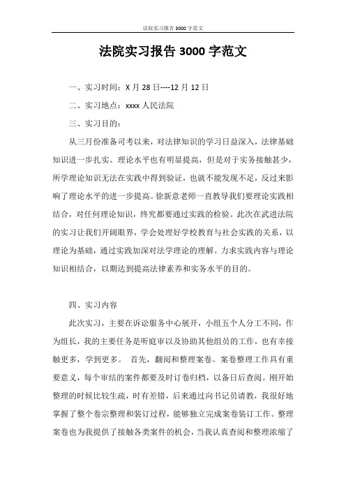 法院实习报告3000字范文