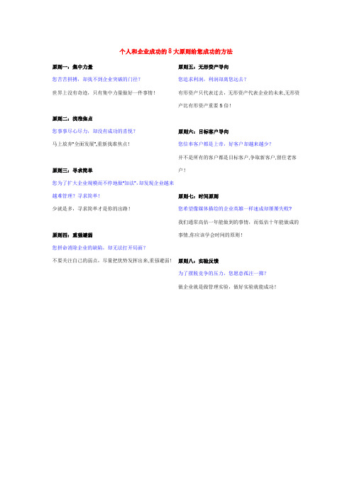 个人和企业成功的8大原则给您成功的方法