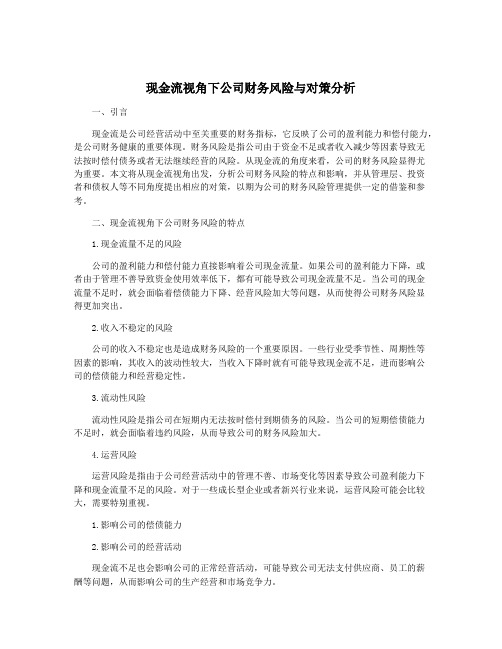 现金流视角下公司财务风险与对策分析