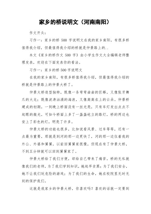 家乡的桥说明文(河南南阳)_作文