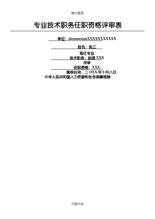 专业技术经验职务任职资格评审表格模板(模板)