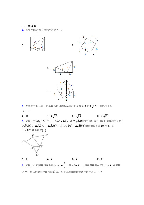 八年级初二数学数学勾股定理的专项培优练习题(及解析