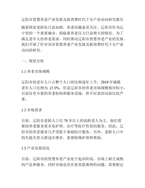 辽阳市智慧养老产业发展及新消费时代下全产业动向研究报告