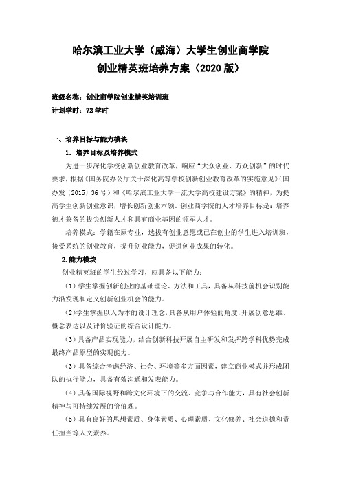 哈尔滨工业大学(威海)大学生创业商学院