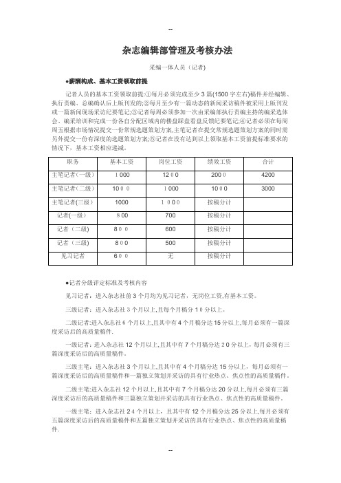 杂志编辑部管理及考核办法