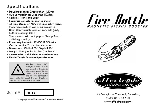 Effectrode FB-1A Fire Bottle 产品说明书