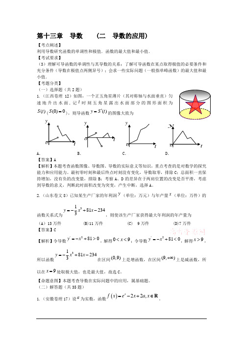 【免费】2010高考数学试题精编：导数的应用(含解析)