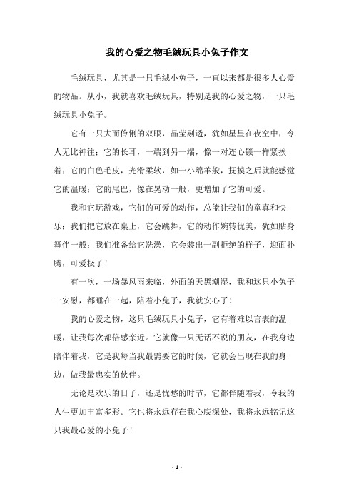 我的心爱之物毛绒玩具小兔子作文