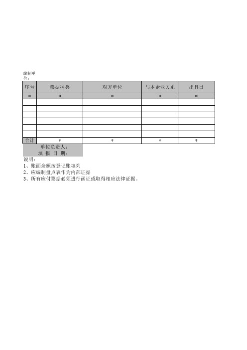 集团应付票据清查明细表