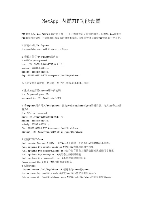 NetApp FAS存储内置FTP功能设置指南