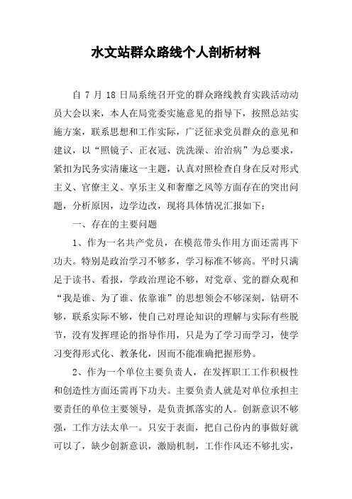 水文站群众路线个人剖析材料