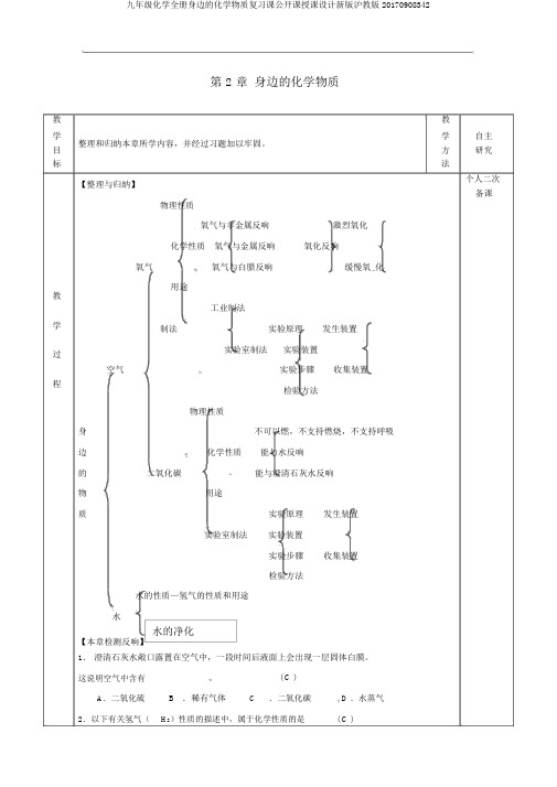 九年级化学全册身边的化学物质复习课公开课教案新版沪教版20170908342