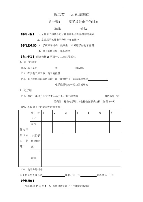 高一化学人教版必修二同步 精品导学案：元素周期律学案1 Word版