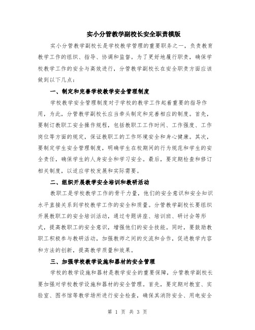 实小分管教学副校长安全职责模版