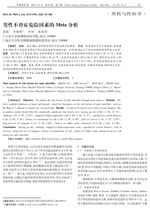 男性不育症危险因素的Meta分析