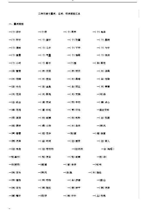 2二年级语文上册量词、名词、动词搭配汇总