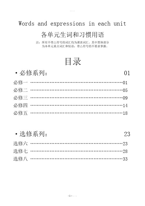 人教版高中英语全部单词表word版