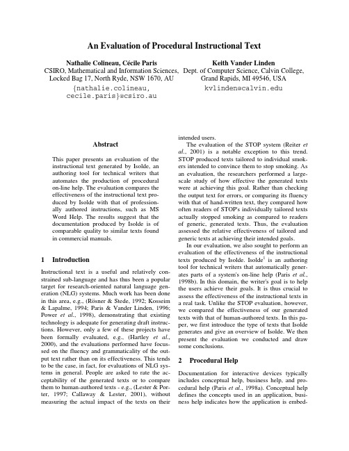 An evaluation of procedural instructional text