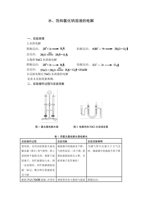 水、饱和氯化钠溶液电解