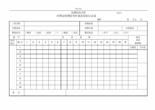 回弹法现场检测混凝土强度记录表