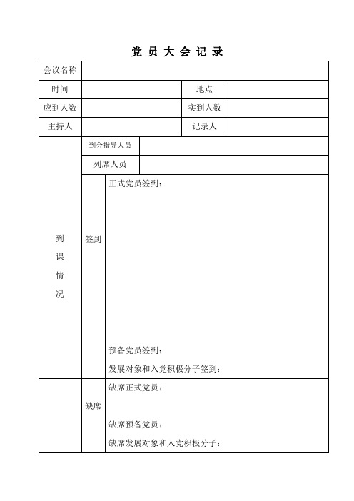 吸收预备党员会议记录