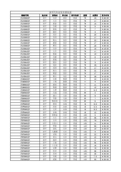 漳平汽车站发车情况表
