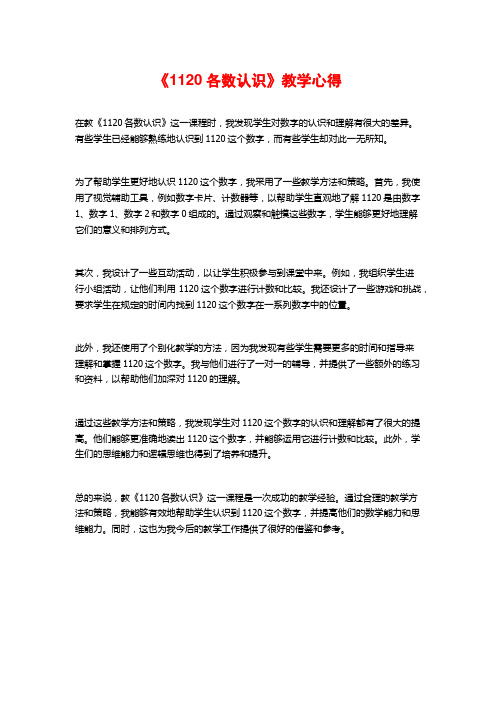 《1120各数认识》教学心得