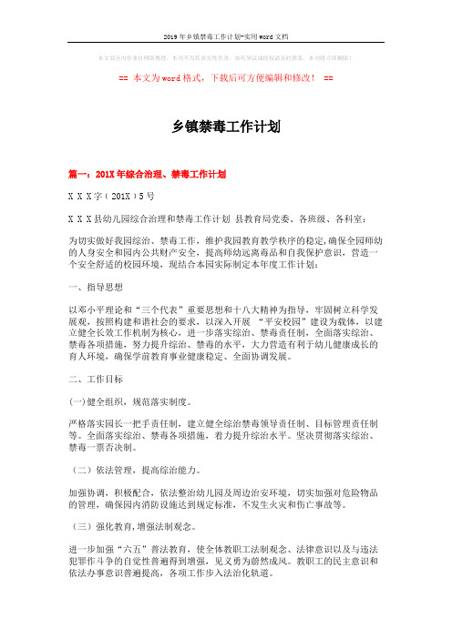 2019年乡镇禁毒工作计划-实用word文档 (6页)