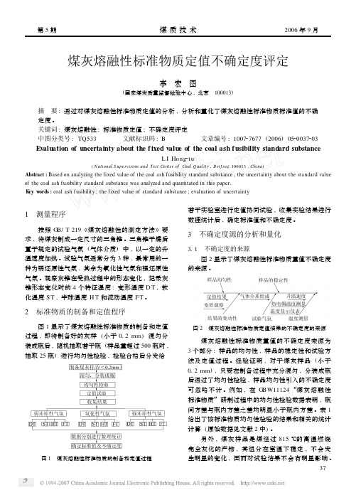 煤灰熔融性标准物质定值不确定度评定