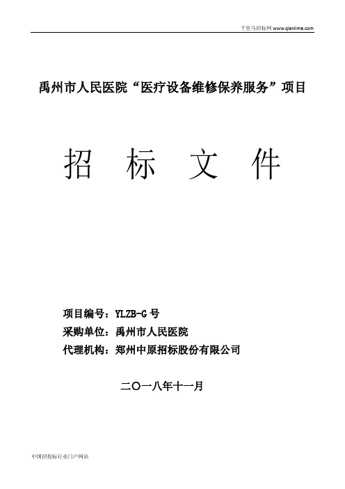 人民医院医疗设备维修保养服务项目招投标书范本