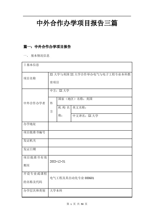 中外合作办学项目报告三篇