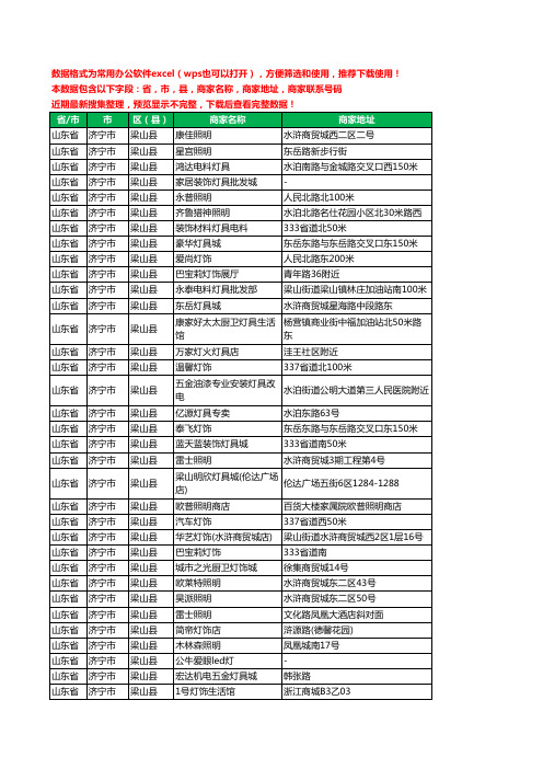 2020新版山东省济宁市梁山县照明工商企业公司商家名录名单黄页联系电话号码地址大全70家