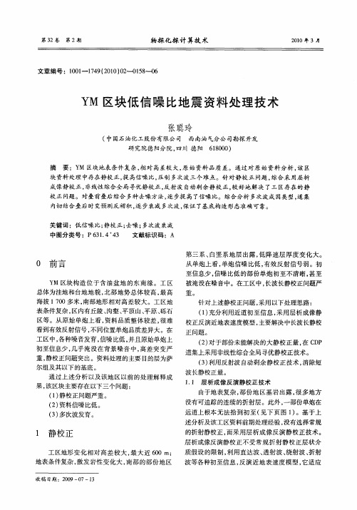 YM区块低信噪比地震资料处理技术