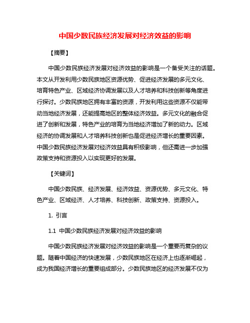 中国少数民族经济发展对经济效益的影响