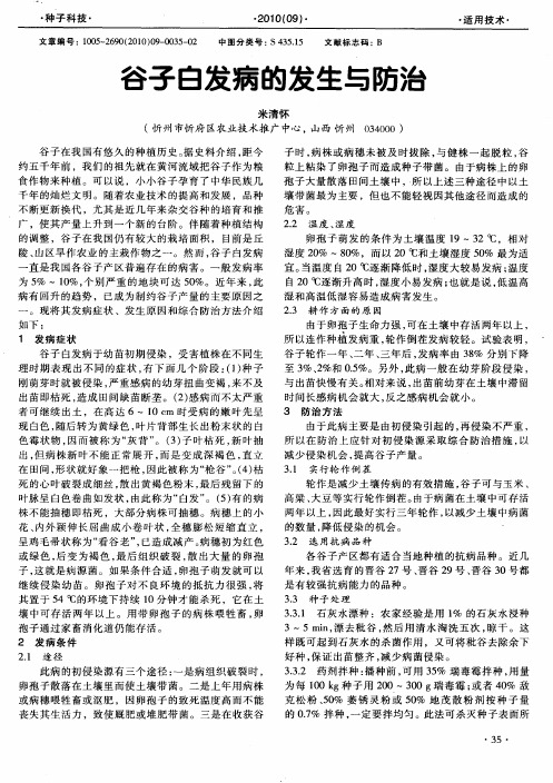 谷子白发病的发生与防治